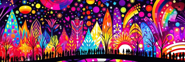 Poster - Colorful background with firework lights