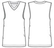 Men's Basketball sleeveless T Shirt vest flat sketch fashion illustration drawing template mock up with front and back view. Basketball jersey Tank top cad drawing template