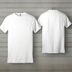 Wall Mural - Blank White T-Shirt Templates on Gray Background.ai generative