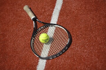 Wall Mural - Tennis racket and tennis ball