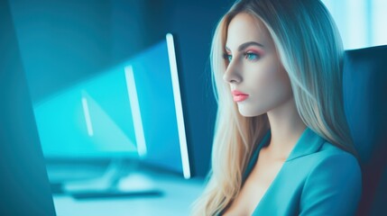 Photo of a woman software developer at a computer