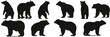 Black bear illustration. Set bear silhouette. Minimalist and Flat Logo. Isolated vector image, head bear logo vector, animal theme, wildlife logo.