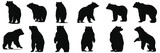 Fototapeta Fototapety na ścianę do pokoju dziecięcego - Black bear illustration. Set bear silhouette. Minimalist and Flat Logo. Isolated vector image, head bear logo vector, animal theme, wildlife logo.