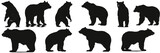 Fototapeta Pokój dzieciecy - Black bear illustration. Set bear silhouette. Minimalist and Flat Logo. Isolated vector image, head bear logo vector, animal theme, wildlife logo.