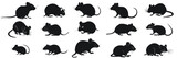 Fototapeta Pokój dzieciecy - Black mouse illustration. Set mouse silhouette. Minimalist and Flat Logo. Isolated vector image, animal theme, wildlife logo.