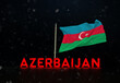 Azerbaijan, Republic of Azerbaijan, the torn flag waving in the wind and storm. 3D Design.