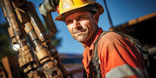 Portrait Of Earth Driller, Who Operate A Variety Of Drills--such As Rotary, Churn, And Pneumatic--to Tap Sub-surface Water And Salt Deposits, To Remove Core Samples During Mineral Exploration
