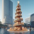 Magnificent Christmas tree in a modern city square