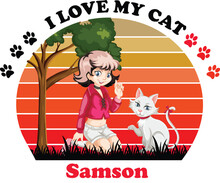 Samson Is My Cute Cat, Cat Name T-shirt Design