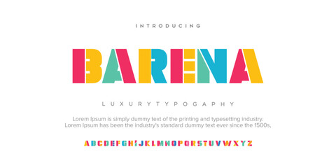 Wall Mural - BARENA Future font creative modern alphabet fonts. Typography colorful bold with color dot regular. vector illustrator