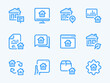 Real Estate and Property vector line icons. Building and Apartment ownership outline icon set. Online Agency, Contract, Report, Flipping, House Market Research and more.