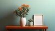 © IMGvisualsCharacters - Crimson penda, succulent ceramic vases ai generated frame mock up plants interior
