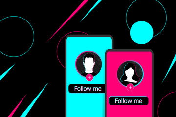 Wall Mural - follow me - a button on a smartphone screen in popular social media style. modern advertising social