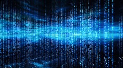 Wall Mural - blue technology circuits matrix binary code background. created with generative ai.