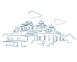 Rambagh Palace Jaipur Rajasthan Maharaja India vector sketch city illustration line art sketch simple