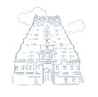 Ekambareswarar temple Hindu deity Shiva Kanchipuram in Tamil Nadu India religion institution vector sketch city illustration line art sketch simple