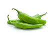 Green chili Serrano pepper (Capsicum annuum) isolated on a white background.