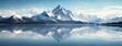 © QuietWord - beautiful snowy mountain and lake nature scenery landscape background, Generative Ai
