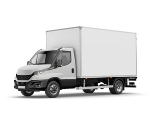 a image of a White Box Truck isolated on a white background