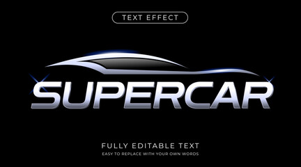 Wall Mural - Supercar editable text effect in silver chrome color