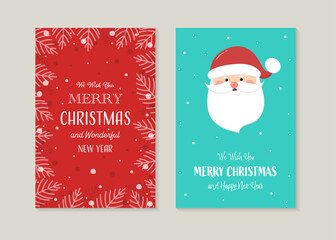 Wall Mural - hand drawn santa claus. different christmas greeting card set. vector illustration
