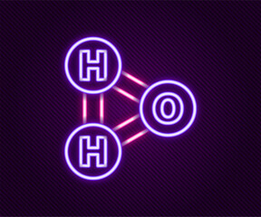 Wall Mural - Glowing neon line Chemical formula for water drops H2O shaped icon isolated on black background. Colorful outline concept. Vector