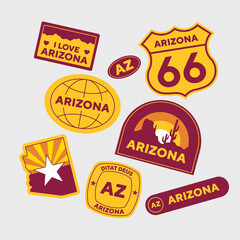 Wall Mural - Sticker Pack. Collection of trendy pins. Set of cool patches vector design. Arizona retro badges.