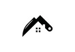 butcher knife and house logo design vector illustration