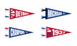 Detroit, Michigan basketball Pennant Flags Set. Vector basketball flag Icons. University USA Sport flag, isolated