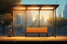 Empty Bus Stop. Illustration.