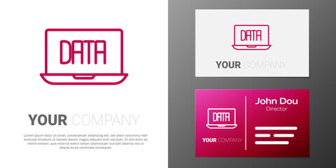 Poster - Logotype line Data analysis icon isolated on white background. Business data analysis process, statistics. Charts and diagrams. Logo design template element. Vector