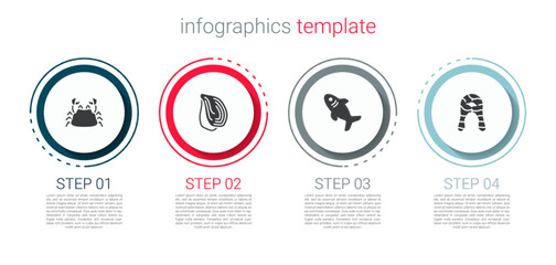 Poster - Set Crab, Mussel, Shark and Fish steak. Business infographic template. Vector