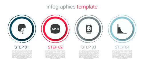 Poster - Set Skateboard helmet, , Knee pads and park. Business infographic template. Vector