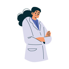 Wall Mural - Female Doctor Character as Professional Hospital Worker with Folded Hands Vector Illustration