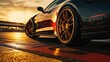 © visoot - Wheel racing on track at sunset, Racing car racer.
