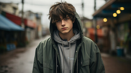 Poster - portrait of a teenage boy with skater style