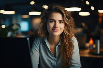 Leinwandbilder - Portrait of a woman working in a office, Confident and smiling.