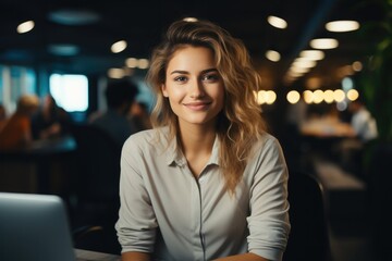 Leinwandbilder - Portrait of a woman working in a office, Confident and smiling.