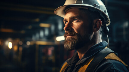 Poster - Oil operator working at oil rig platform offshore.