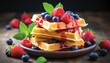 deliciously tempting waffles with mouthwatering berries   irresistible sweet treats for food lovers