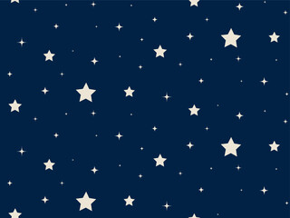 Wall Mural - seamless pattern of starry night sky. light stars different sizes on dark blue background. endless p