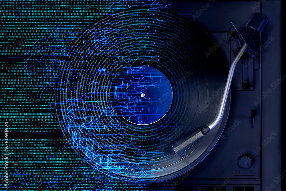 Generative music, artificial intelligence AI concept. Internet ...