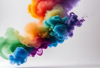 colorful rainbow thick smoke on Blanck background in minimal style  