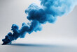 blue thick smoke on Blanck background in minimal style  