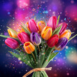Bukiet Tulipanów. Kwiaty na dzień kobiet. kartka z życzeniami. AI generative