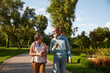 © Nomad_Soul - Happy elderly couple having coffee break walking in park