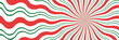 Christmas background. Vector abstract swirl, vortex backdrop. Candy cane, lollipop pattern. Long horizontal banner.