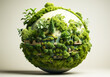 Vibrant green globe with lush green foliage and plants. Planet Earth. AI generative