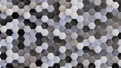 Wall Mural - Abstract background of black and white hexagons. 3d rendering.