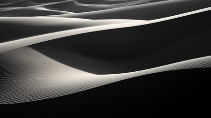 Wall Mural - layered sand dunes, showcasing intricate wavy patterns, monochrome, high contrast